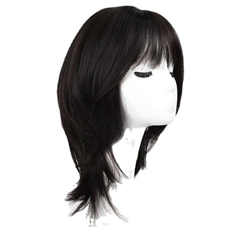 Dam Mellanlång Svart Peruk