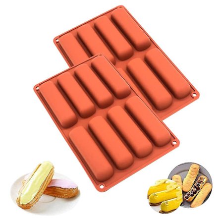 2 stk sjokoladebarformer, lange strimler, fingerkjeks silikonform, silikon éclairform, non stick silikon