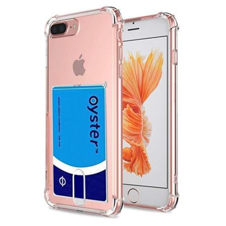 iPhone 7 Plus - Stødabsorberende silikonecover med kortholder FLOVEME Transparent/Genomskinlig