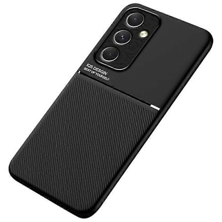 For Samsung Galaxy A55 5G Deksel Lær Bakside Telefondeksel Støtte Magnetisk Bilholder (FMY)