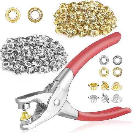 401 stk 1/4-tommers 6 mm gjennomføringsøyletangsett, verktøysett for gjennomføring med 400 metalløyer i gull og S