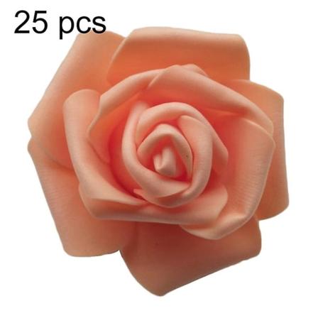 25/50/100 stk kunstige PE-skumroseblomsterhoder DIY bryllup hjemmedekor Orangepink 25Pcs*