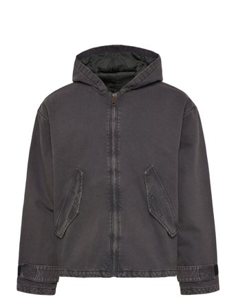 Weekday Loose Hooded Canvas Jacket - Grey - XS