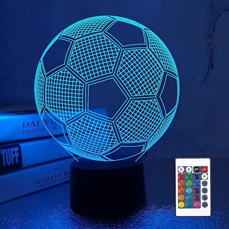 Soccer Night Lights For Kids 3d Illusion Football Lights 16 Led Remote Color Changing Touch Table Desk Lamps Decor Birthday Xmas Gifts Sports Th3