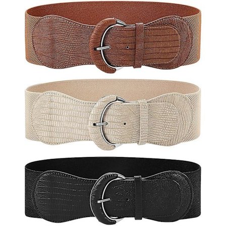 Stora stretchiga midjebälten för kvinnor, töjbart skärp, elastiskt läderbälte