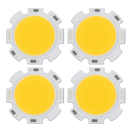 4x 5w Chip Ljus Rund Cob Super Ljus Led Ljus Led Lampor Varmt Vitt Dc15-17v