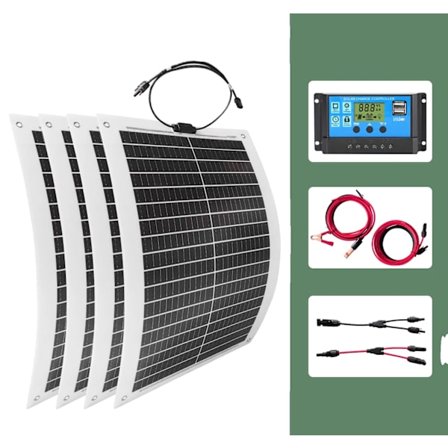 2000W Solcells Kit, Hög Effektivitet Sol Laddare, Hållbar Vattentät Design,4 st med kontroll