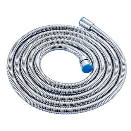 Duschslang, 2 meter lång, tillverkad av rostfritt stål, med solida mässingskopplingar.
