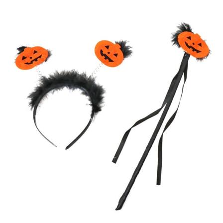 Halloween Ghost Festival Klä Ut Fest Prestanda COS Djävul Röd Horn Hår Båge Ox Gaffel Käpp Set