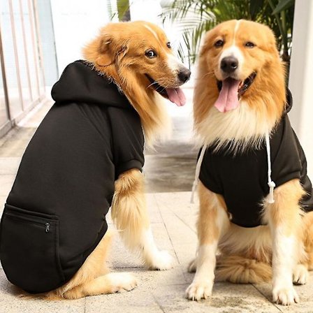 Pet Dog Hoodie Zip Pocket Puppy Hooded Sweatshirt Pet Clothing Size S-5xl(Black)