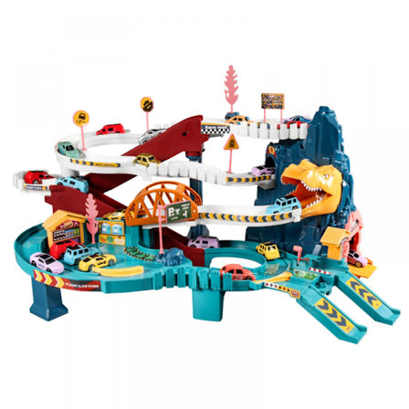 Race Rail Road Tracks Bil Eventyr Legetøj-By Parkering Friløb Legesæt med Lærende Puslespil, Legetøjsbil og Gave til Børn