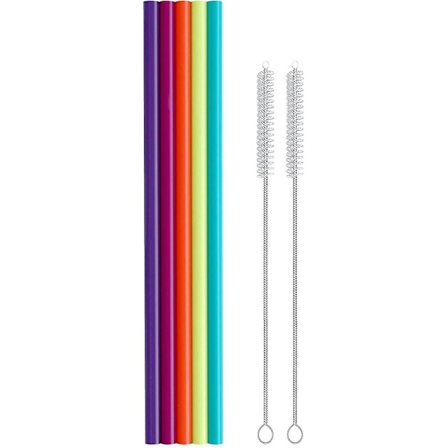 12" Ekstra Lange Silikonstrå, Velegnet Til Store Glas - 40 Oz Vandflaske/Halv Gallons Vand