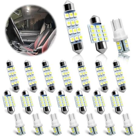 Innvendige billamper, LED-pære til bil, LED-erstatningslamper for interiørkartkuppel (24 sett)