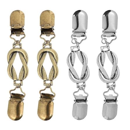 4 stk. Retro Cardigan-klips Vindjakke Krageklips Dame Jenter Brosjeklips