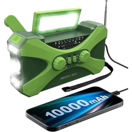 10000 mAh:n h t radio, aurinkok ytt inen k sikampiradio, kannettava AM/FM/NOAA-s radio puhelimen laturin taskulampulla Green