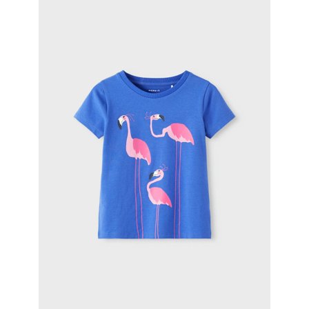 Name it Mini Blå Flamingo T-shirt, Størrelse 110
