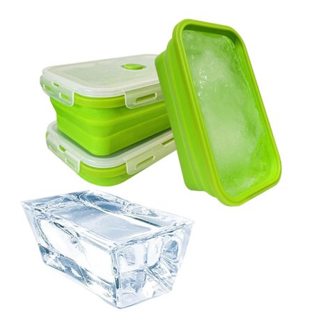 2-pack Extra Stora Isbitformar - Vikbara Stora Isbitformar i Silikon för Isbad och Kylskåp - Återanvändbara Stora Isbitbrickor