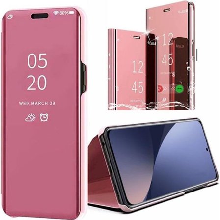 Helkroppsfodral för Xiaomi 12 Pro 360 Protection Clear View Smart Case - Rosa