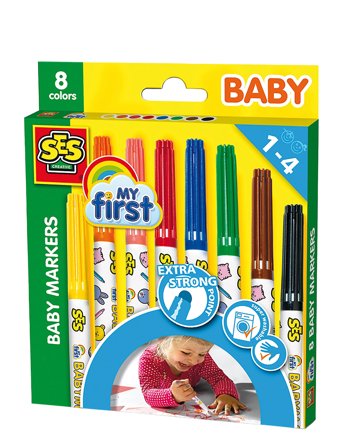 SES Creative Baby Markers - 8 Colours - Multi/patterned - ONE SIZE