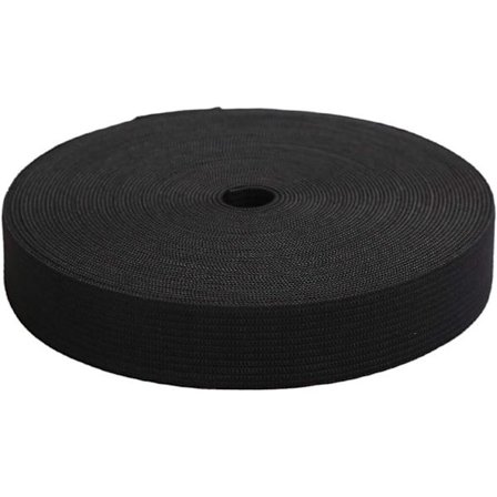 Elastikk til klær - 2,5 cm *20 m - Elastisk - Strikk - Sytilbehør - Flat strikk - Strikket elastikk - Svart - Polyester og lateks