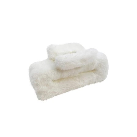 PIPOL'S BAZAAR Cally Furry Clamp Bigger White, Hår, Børster & Accessories, Hårpynt