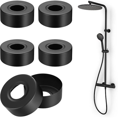 Pieces Sort Armatur Rosette, Ø 25 mm Brusebatteri Rosette i Rustfrit Stål, Radiatorrørdæksel Armatur Rosette til Badeværelse Brusearmatur Armatur 