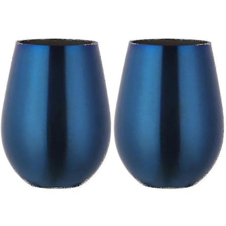 2 stk. Vinglas i rustfrit stål uden stilk til rejser DMJ