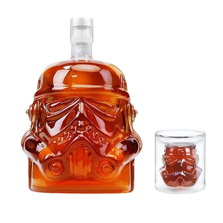 Whiskeykaraffel med glassett, Transparent kreativ flaske karaffel for vin brandy scotch vodka, Stormtrooper Design Whiskeykaraffel Lufttett forsegling
