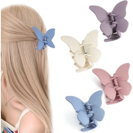 6 st Butterfly Hårklämmor Non-glid Butterfly Hair Claw Clips Hårklämmor med stark hållfasthet för medeltjockt hår 6 färger franska hårtillbehör