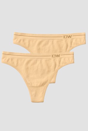 ICANIWILL - Everyday Seamless Thong 2-pack Beige - Damen - ICIW