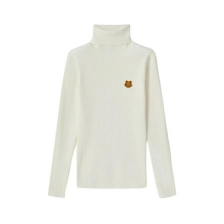 Kenzo turtleneck sweater with tigher patch Hvid, Dame