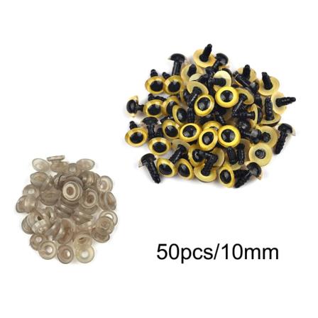 50/100kpl 5-20mm mustat muoviset turvasilmät leluille Amigurumi Diy-sarja askartelu Teddykarhu lelusilmät nukkekoristetarvikkeet 10mm-50pcs-yellow