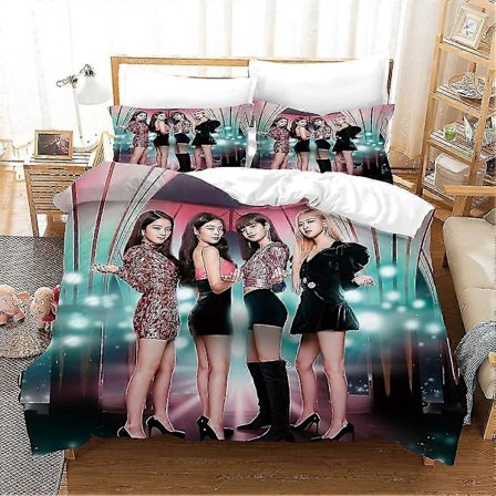 B23 Blackpink 3D-printti Vuodevaatesetti Pussilakana Peittopussi Tyynyliina Lasten Lahja - Täydellinen