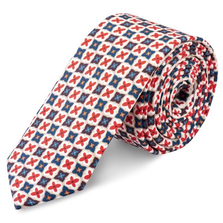 Virtuo | 6 cm Blue and Red Silk Necktie for Men - Skinny ties