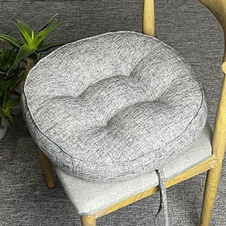 Boligudstyr 2x Natur 40cm x 40cm Rund Hynde Med Bindebånd - Bomuldsforet Udendørs Indendørs Polstret Stol Havesæt Spisesæt