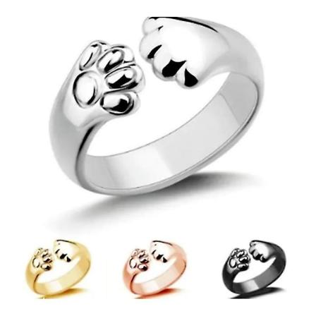 Søt Cat Paw Ring Menns Kvinners Åpen Ring Rose Gull Svart Sølv Legering Justerbar gold
