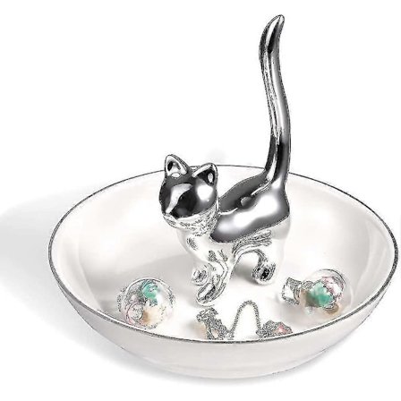 Ringholder, lykkekat ringholder sød killing ringplade smykke bakke lille pyntebakke