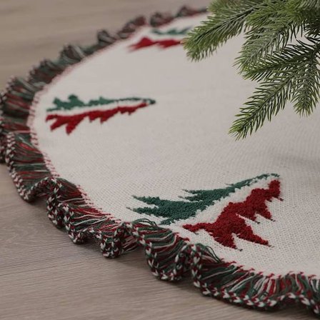 Suuri joulukuusenalusmatto, 122 cm paksu villa 3D-neulottu puu