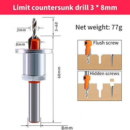 Justerbar Router Core Limiter Legering borrkronor Borrning
