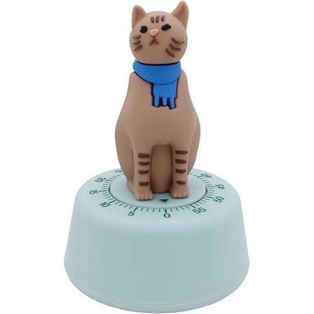 Mekanisk kjøkkenklokke i form av en katt (brun)