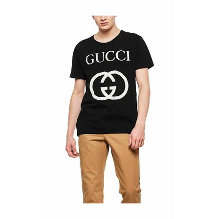 Gucci, T-Shirts Zwart, Heren, Maat:L