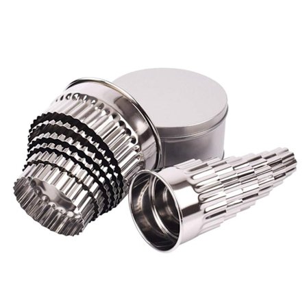 304 rostfritt stål mousse ring set rund kex kakform spets 12-delars set