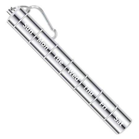 7 dages ugentlig pilleorganisator, 7 adskillelige rum aluminiumslegering pilleæske (sølv)