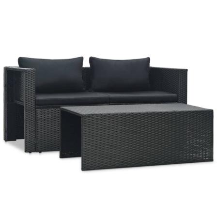 Vidaxl Loungeset För Trädgården Med Dynor 6 Delar Konstrotting S Svart