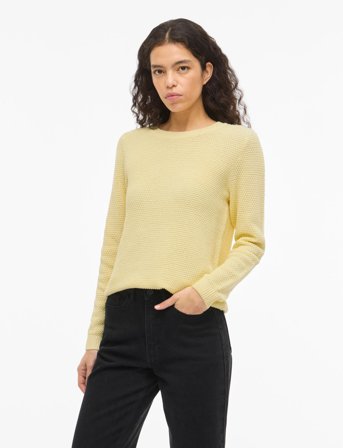 Vila Vidalo O-Neck L/S Knit Top- Noos - Yellow - XXL