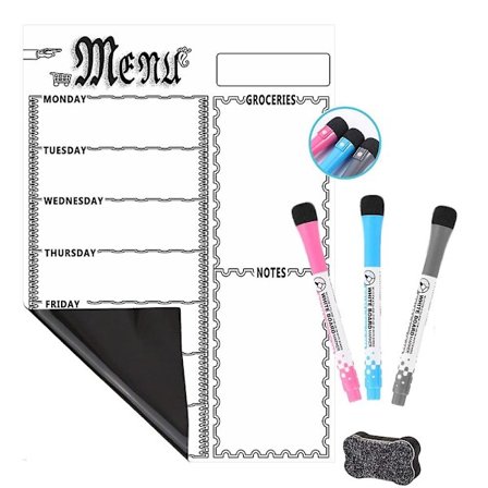 Magnetisk whiteboard-kalender for kjøleskap, ideell for meny planlegger, notat, event påminnelse, månedlig ukentlig handleliste (Type C)