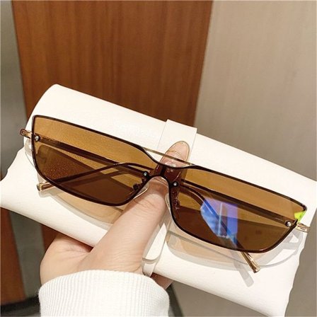 Små metall solglasögon kvinnor Retro Cat Eye solglasögon C4 GOLD/TEA