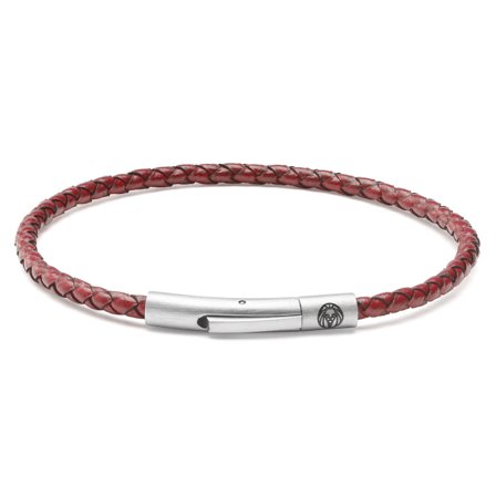 Collins | Bracelet en cuir tressé rouge 3 mm pour hommes - Bracelets en cuir - pour Hommes - Lucleon