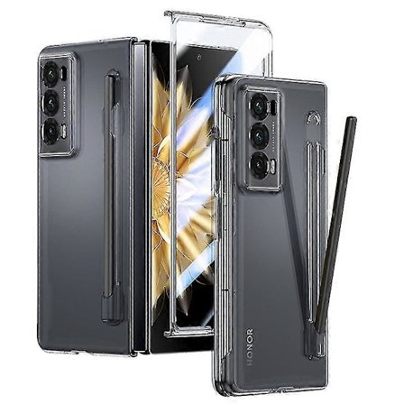 For Honor Magic V2 5G Skin-touch telefondeksel med herdet glassfilm og pekepenn