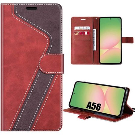 Cover til Samsung Galaxy A56 5G, Beskyttelse med klap, Anti-ridser, Stødabsorberende, Syntetisk læder, Rødbrun